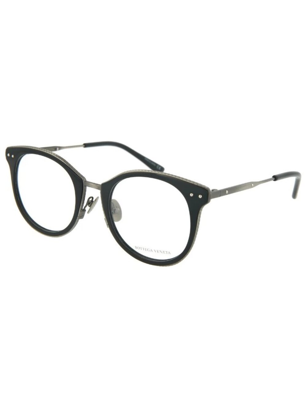 New Bottega Veneta Women's Eyeglasses Round Oval Shiny Black Semimatt